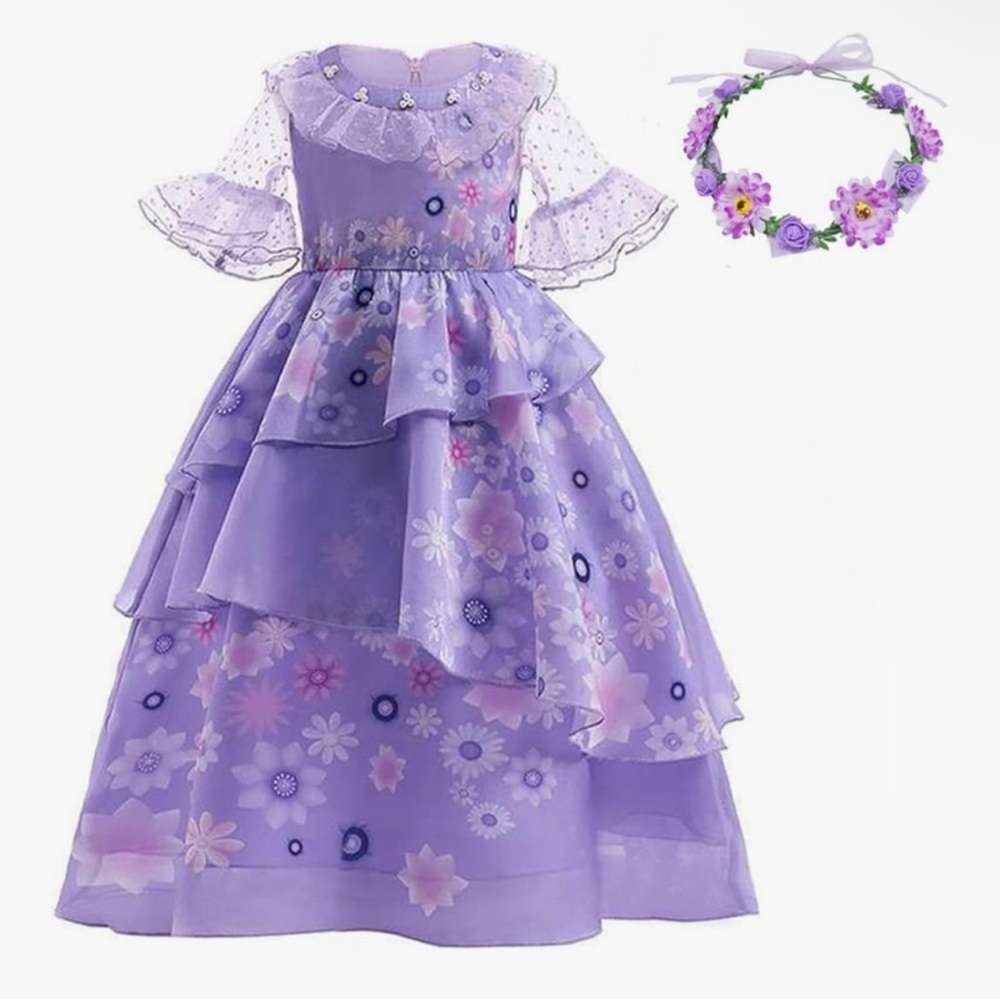 Encanto Isabella Costume Dress with Floral Head Band